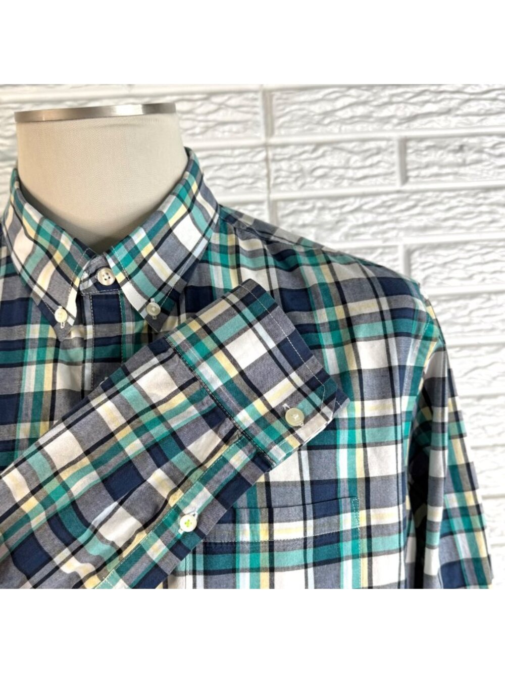 American Eagle Athletic Fit Plaid Long Sleeve Button Down Shirt Size XLT Tall